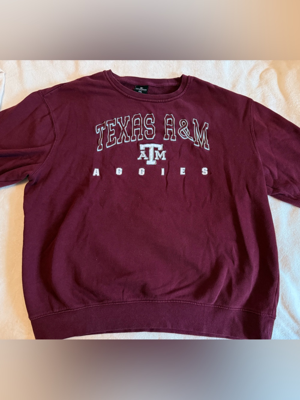 Vintage Texas A&M Men's Maroon Crewneck Sweatshirt with White Lettering